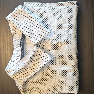 Zara Basic Women's Long-Sleeve Button-Up Shirt - White with Micro Dot Print